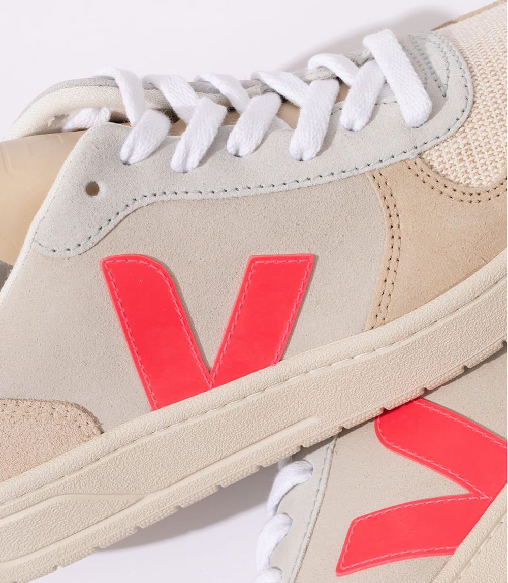 Veja Trainers Womens Beige/Pink - V-10 Suede Multico Natural - NEZK-36145